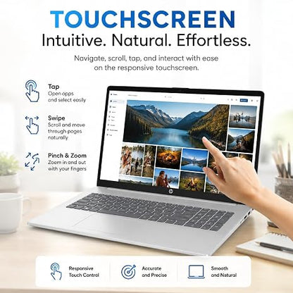 HP 17.3" Touchscreen Laptop, Quad-Core Intel Processor N200, 16GB RAM, 256GB SSD, Large Screen, Windows 11, Numeric Keypad, WiFi 6 & Bluetooth 5.3, for Home & Office