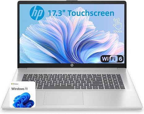 HP 17.3" Touchscreen Laptop, Quad-Core Intel Processor N200, 16GB RAM, 256GB SSD, Large Screen, Windows 11, Numeric Keypad, WiFi 6 & Bluetooth 5.3, for Home & Office