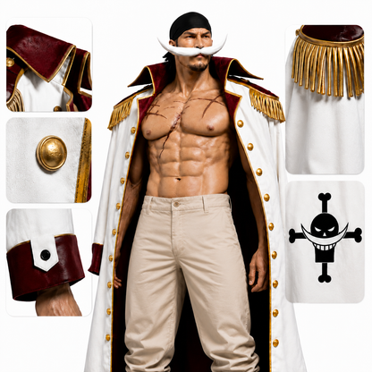 Anime Inspired Whitebeard Leather Captain Coat - Premium One Piece Edward Newgate Cosplay Trench Coat