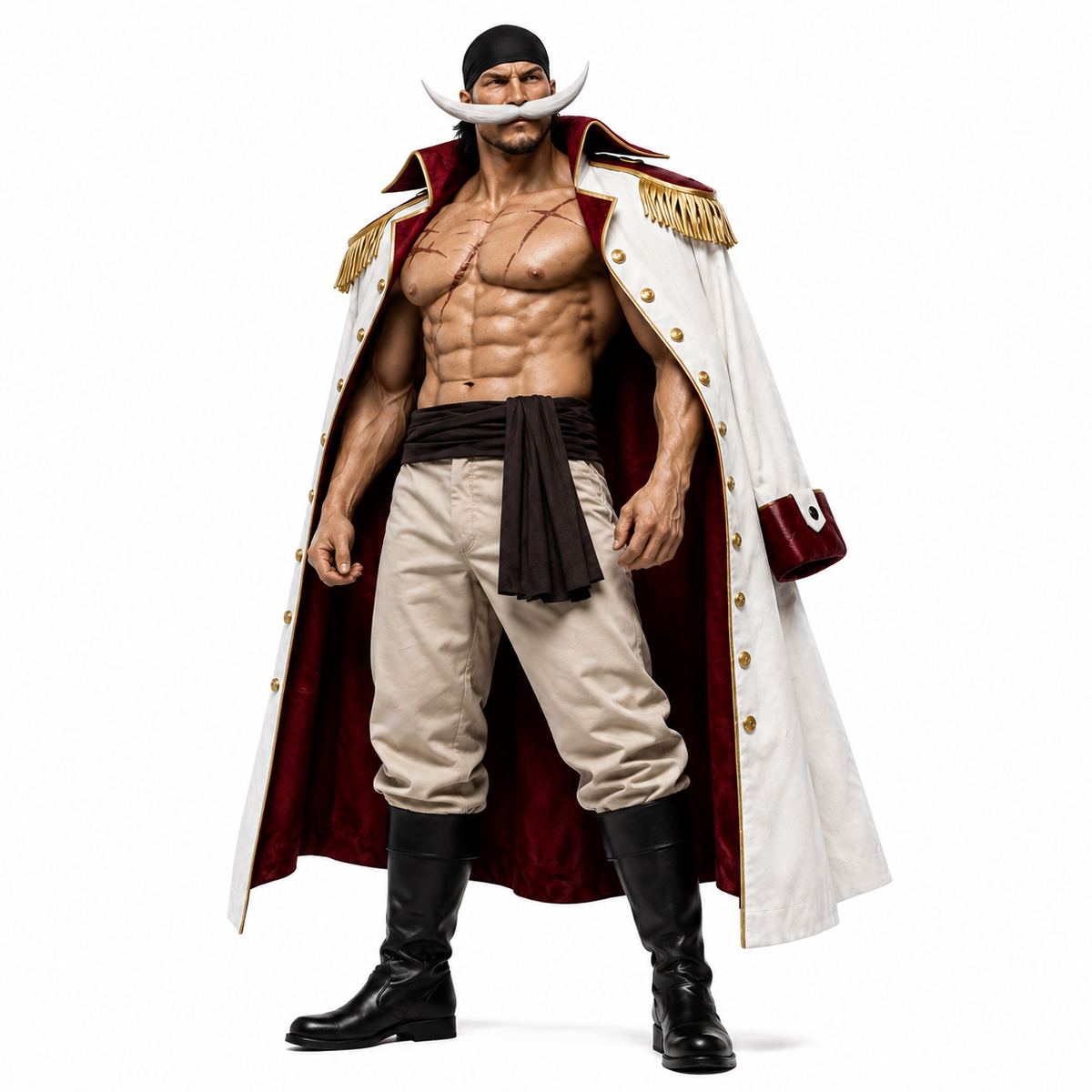 Anime Inspired Whitebeard Leather Captain Coat - Premium One Piece Edward Newgate Cosplay Trench Coat
