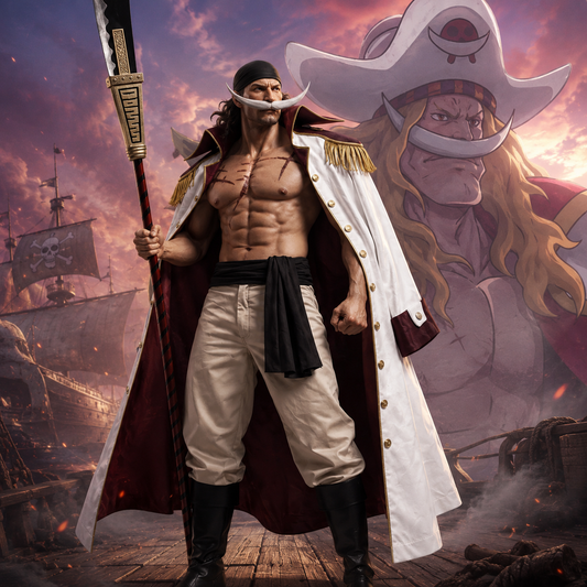 Anime Inspired Whitebeard Leather Captain Coat - Premium One Piece Edward Newgate Cosplay Trench Coat