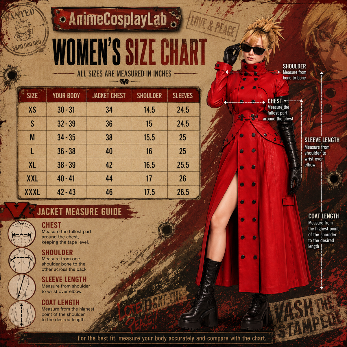 Anime Inspired Vash Trigun Red Leather Trench Coat - Premium Handcrafted Double Breasted Cosplay Duster