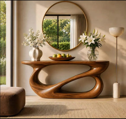 Modern Organic Wood Console Table, Sculptural Entryway Table, Live Edge Sofa Table, Handmade Wooden Hallway Table, Statement Furniture