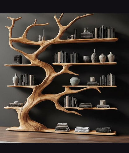Tree Bookshelf Floor Standing - Unique Wooden Display Rack for Living Room