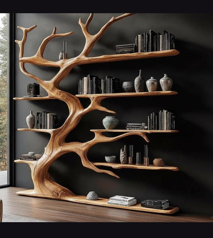 Tree Bookshelf Floor Standing - Unique Wooden Display Rack for Living Room